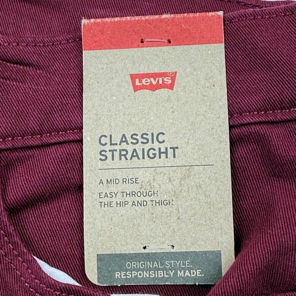 Levi's Womens Classic Straight Mid Rise Stretch Burgundy Denim Jeans Size 14 NWT - Picture 11 of 11